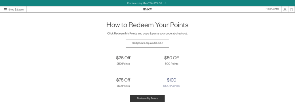 Maev's reward program.