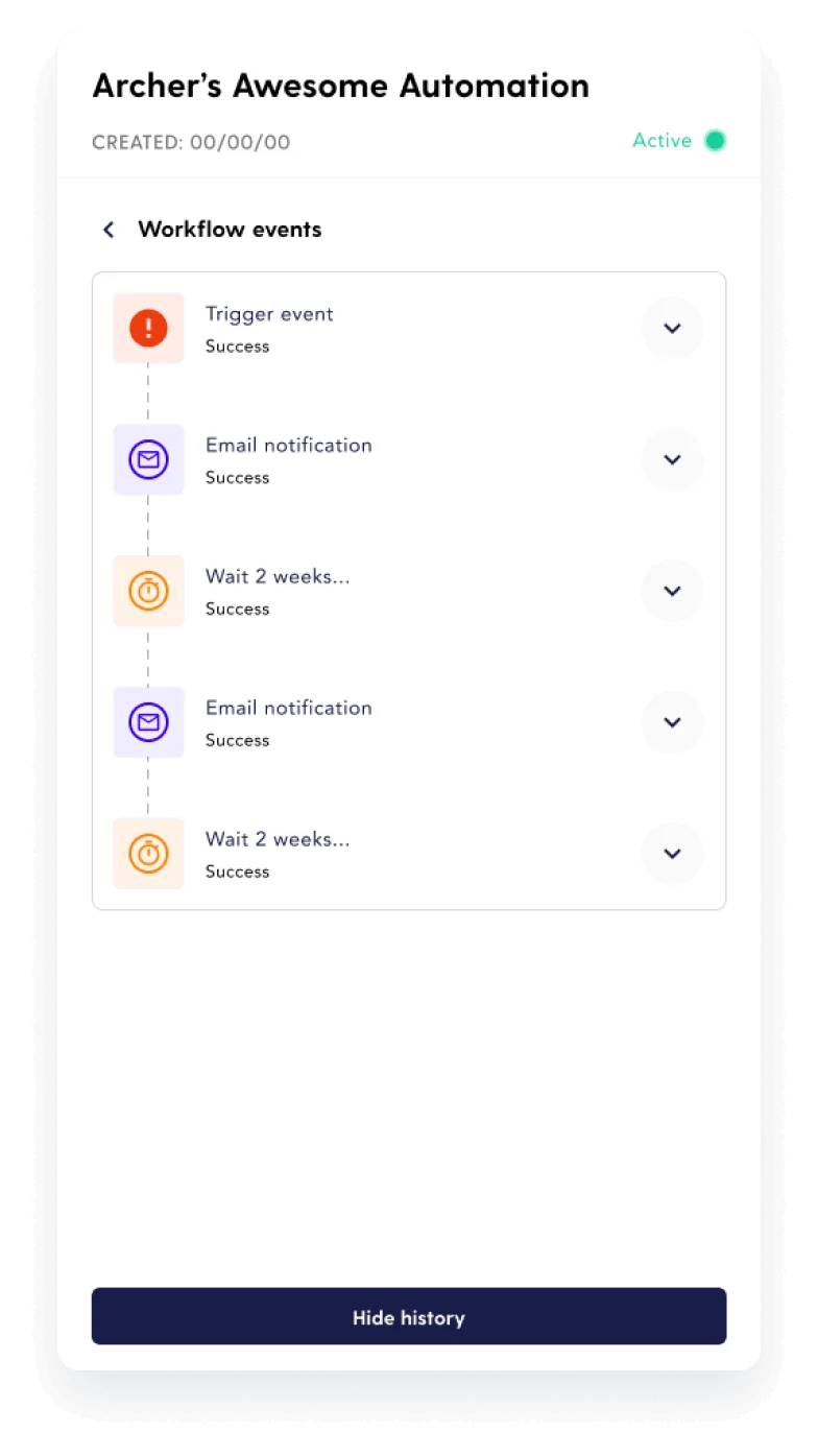 Screenshet of the Recharge workflows landing page